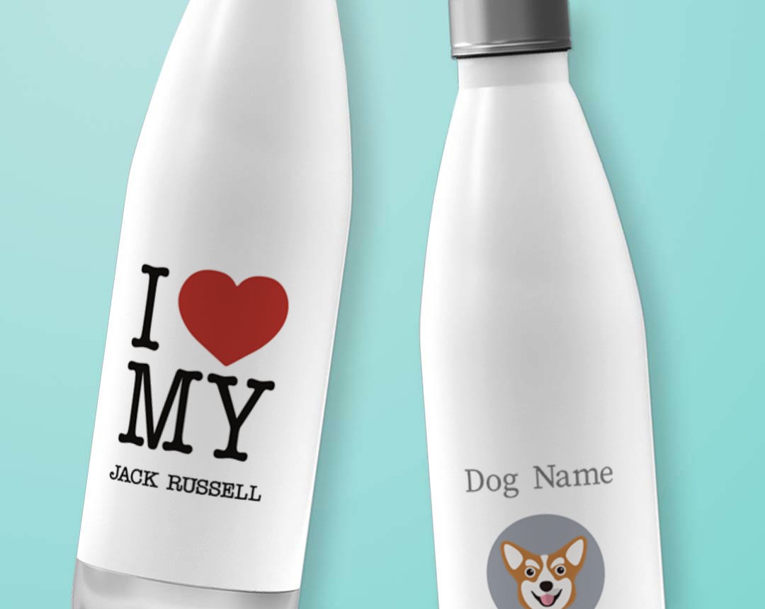 Two Insulated Metal Personalised Dog Water Bottles